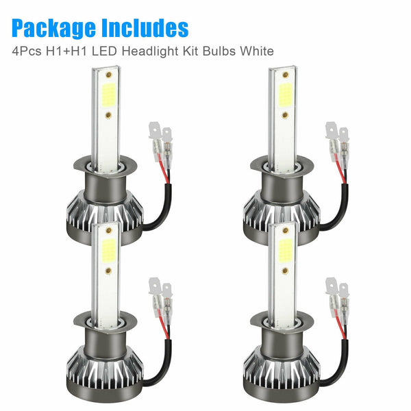 4PCS H1 LED Headlight High Low Beam Kit Fog Driving Bulbs 6000K Super Bright White
