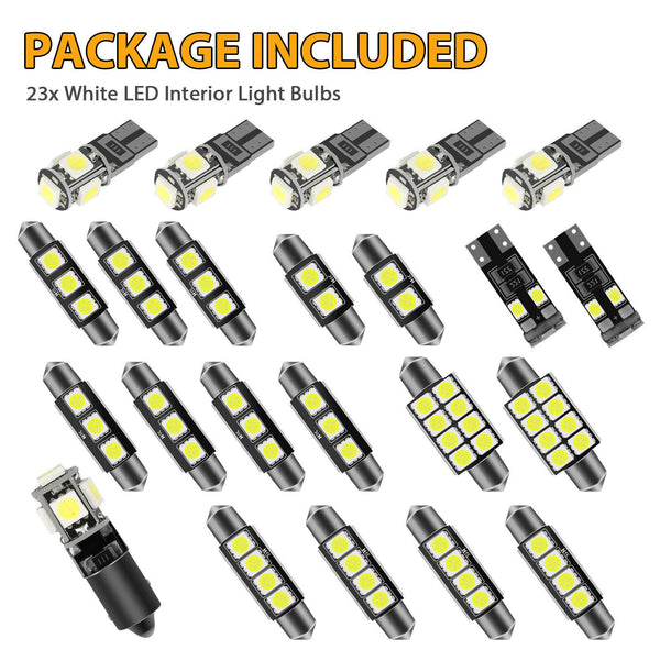 23PCS White LED Light Interior Package Kit for T10 & 31mm Map Dome + License Plate