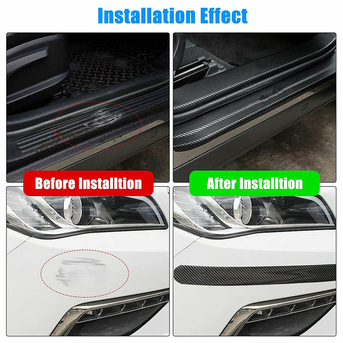 6PCS Car Door Sill Scuff Plate Protector Guard Carbon Fiber Stickers Accessories