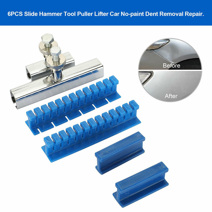 6PCS Car Body No-paint Slide Paintless Dent Repair Tools Puller Lifter Removal Kit